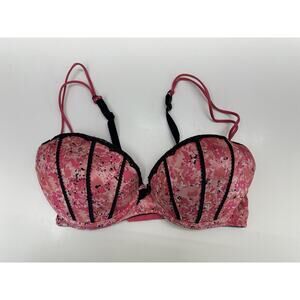 Apt. 9 Intimates Womens Bra Size 34B Pink Floral Black Padded Adjustable